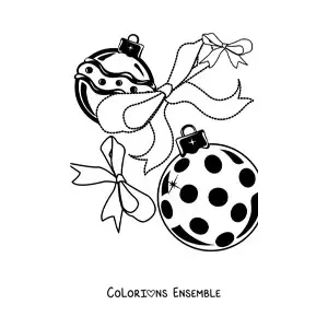 Image à colorier de boules de Noël avec des nœuds