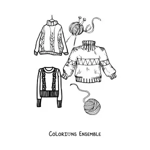 Image à colorier de pulls de Noël