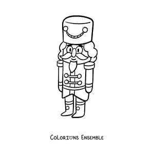 Image à colorier d’un casse-noisette de Noël