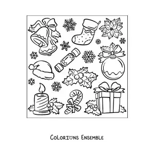 Image à colorier de décorations de Noël