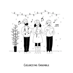 Image à colorier d’adultes chantant des chants de Noël