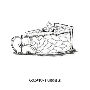Image à colorier d'une part de tarte aux pommes