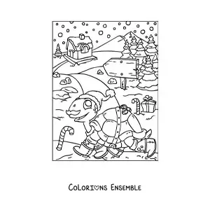 Image a colorier d’une tortue de Noel animee
