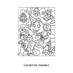 Image a colorier d’un poisson de Noel anime