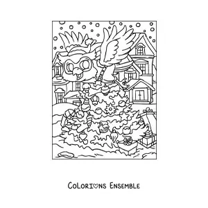 Image a colorier d’un hibou de Noel anime