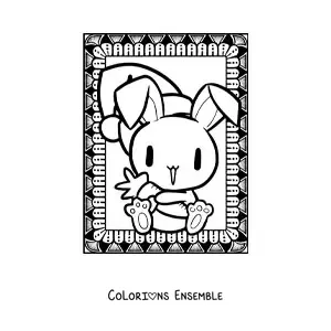 Image a colorier d’un lapin de Noel kawaii
