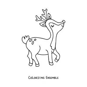 Image a colorier d’un cerf de Noel qui marche