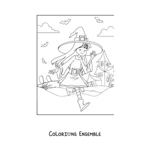 Image a colorier d’une jolie sorciere
