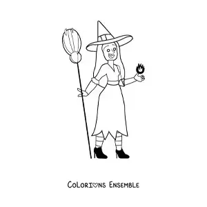 Image a colorier d’une belle sorciere