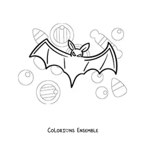 Image à colorier d’une chauve-souris d’Halloween toute simple