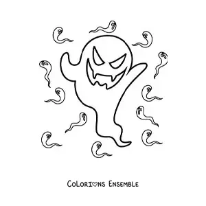 Image à colorier d’un fantôme effrayant