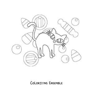 Image à colorier d’un chat d’Halloween tout simple