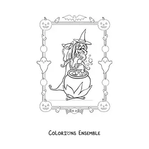 Image à colorier d’un costume de sorcière laide