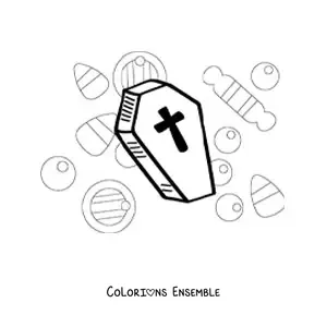 Image à colorier d’une tombe d’Halloween facile
