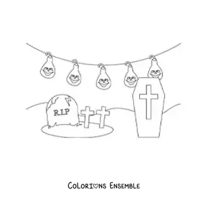 Image à colorier de tombes à Halloween