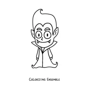 Image à colorier d’un vampire rigolo facile