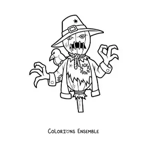 Image à colorier d’un épouvantail d’horreur