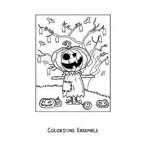 Image à colorier d’un épouvantail effrayant