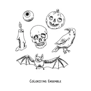 Image à colorier d’éléments d’Halloween d’horreur