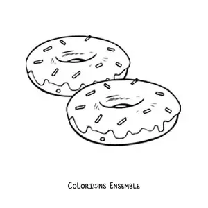Image à colorier de deux donuts avec des éclats de sucre