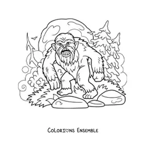 Image à colorier du Bigfoot à Halloween