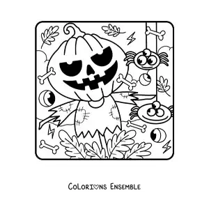 Image à colorier d’un épouvantail d’Halloween