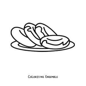 Image à colorier de quatre donuts glacés dans une assiette