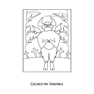 Image à colorier d’un diable d’Halloween
