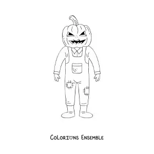 Image à colorier d’un épouvantail effrayant d’Halloween