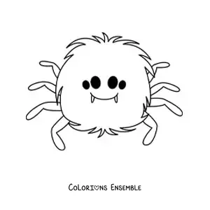 Image à colorier d’une araignée kawaii d’Halloween
