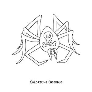 Image à colorier d’une araignée effrayante d’Halloween
