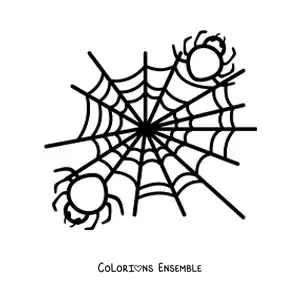 Image à colorier d’araignées d’Halloween sur leur toile