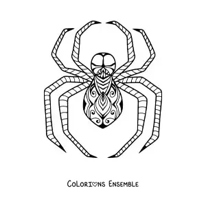 Image à colorier d’une araignée d’Halloween de style zentangle