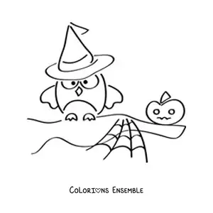 Image à colorier d’un hibou d’Halloween facile