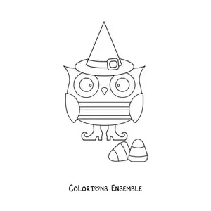 Image à colorier d’un grand hibou d’Halloween