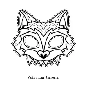Image à colorier d’un masque d’Halloween de loup-garou