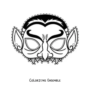 Image à colorier d’un masque d’Halloween de Dracula