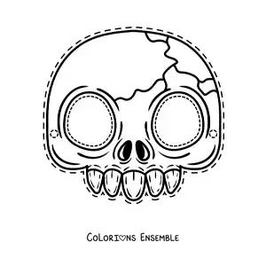 Image à colorier d’un masque d’Halloween de crâne