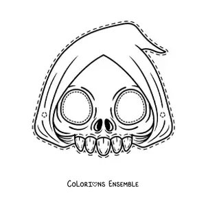 Image à colorier d’un masque d’Halloween de la mort