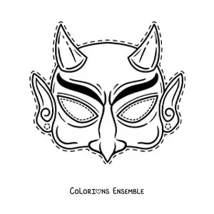Image à colorier d’un masque d’Halloween de diable