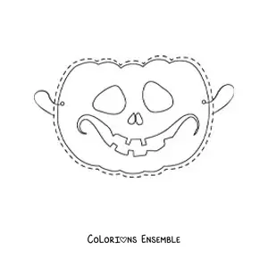 Image à colorier d’un masque d’Halloween de citrouille