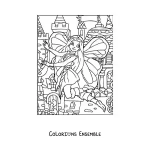 Image à colorier d’une belle princesse fée