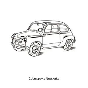 Image à colorier d’une voiture Fiat 600