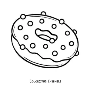 Image à colorier d'un donut avec des éclats de sucre et un glaçage