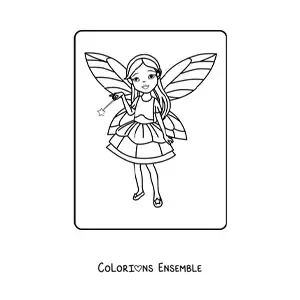 Image à colorier d’une fée magique animée