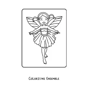 Image à colorier d’une fillette fée animée