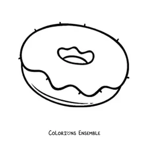 Image à colorier d'un donut avec un glaçage