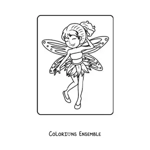 Image à colorier d’une fée joyeuse animée