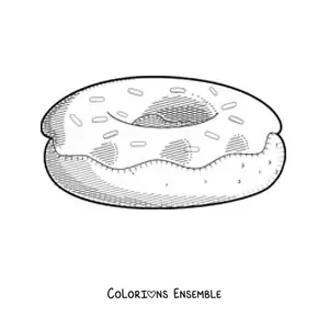 Image à colorier d'un donut avec un glaçage et des éclats de sucre