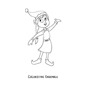 Image à colorier d’une fillette lutin animée